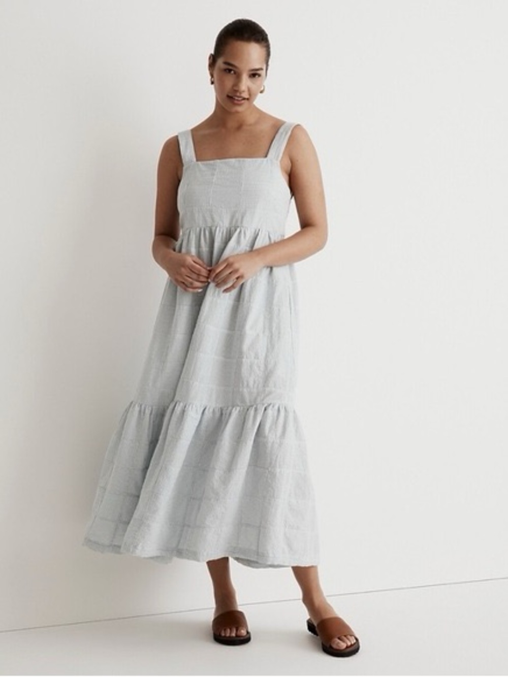 Madewell Cicely Tiered Midi Dress in Patchwork